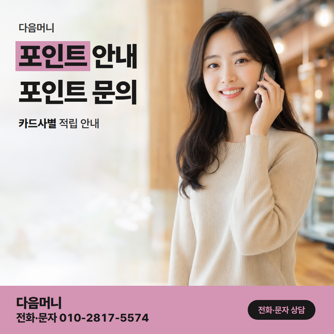 다음머니 포항카드깡 적립 내역